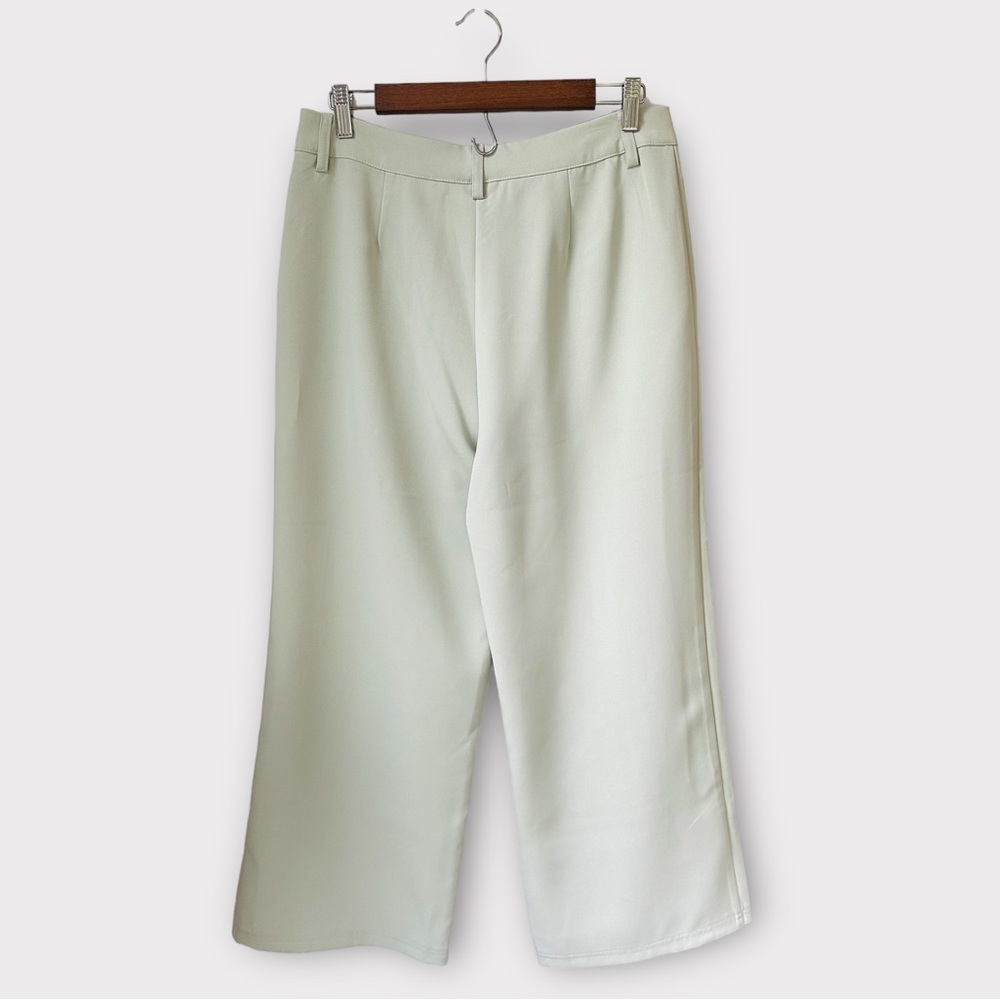 NWT‎ Avec Les Filles Wide Leg Trousers in Pale Green, size 8 - Picture 2 of 6